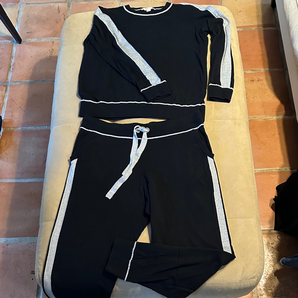 Michael Kors Black Sweater & Pant Set with Silver Trim